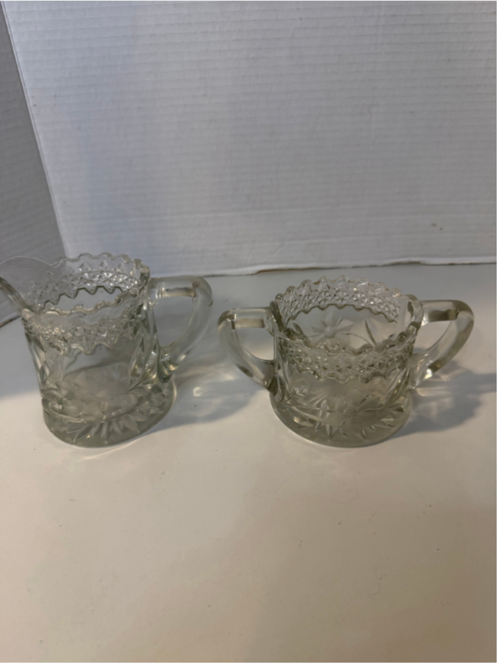 Unbranded Vintage Pressed Glass Creamer and Sugar Bowl Set, Clear, One Size